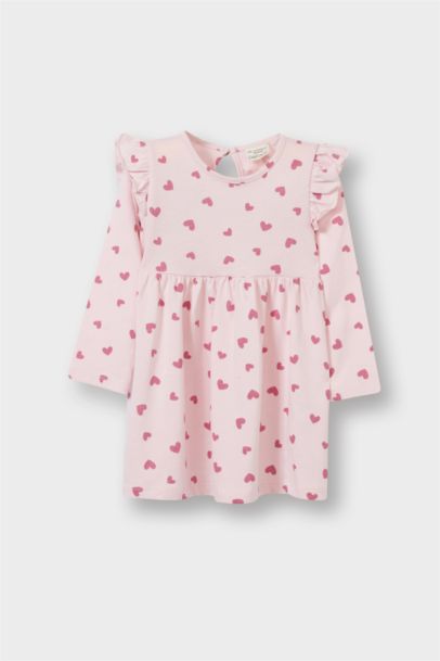 Robe à manches longues imprimée cœurs pour bébé fille