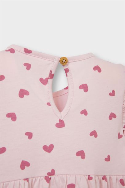 Robe à manches longues imprimée cœurs pour bébé fille
