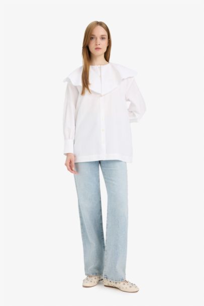 Relax Fit Poplin Long Sleeve Tunic