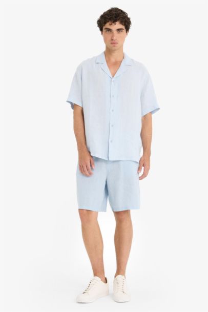 Linen Relax Fit Bermuda Shorts