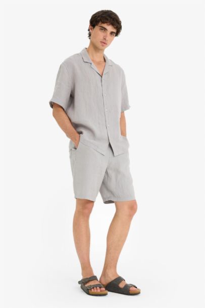 Linen Relax Fit Bermuda Shorts