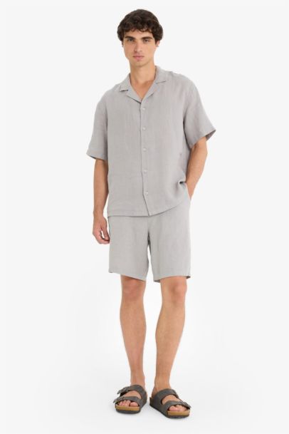 Linen Relax Fit Bermuda Shorts