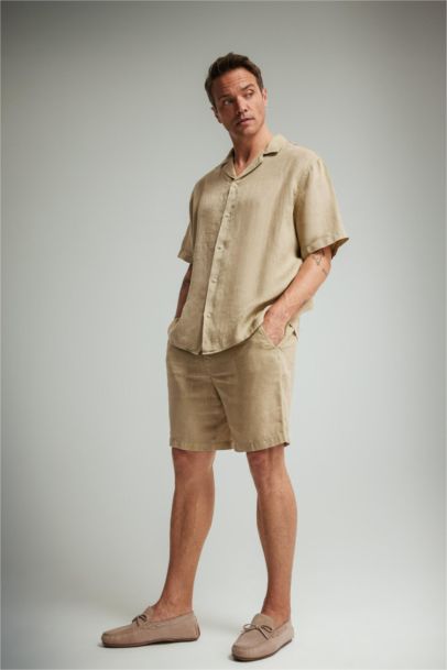 Relax Fit Linen Bermuda Shorts