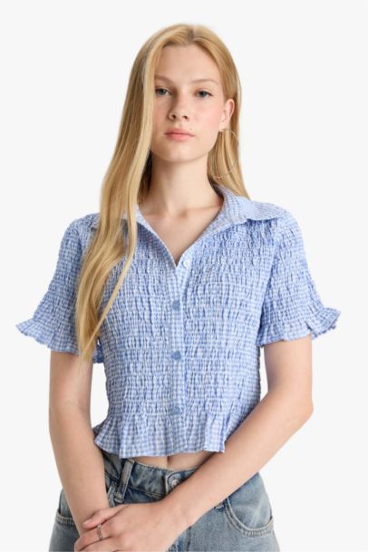 Coool облегающая текстурированная рубашка с коротким рукавом