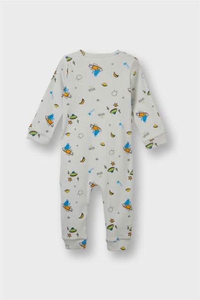 Desenli Fitilli Kaşkorse Uzun Kollu Tulum Erkek Bebek Yenidoğan