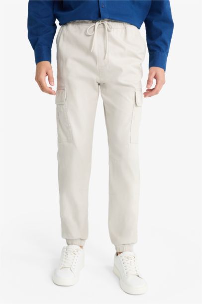 Regular Fit Beli Bağcıklı Kargo Cepli Jogger Pantolon