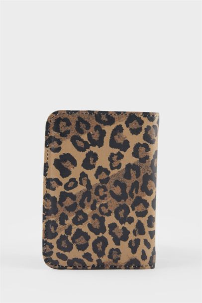 Kadın Leopar Desenli Suni Deri Pasaportluk ve Valiz İsimliği Set