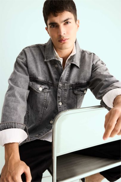 Oversize Geniş Kalıp Düğmeli Denim Ceket