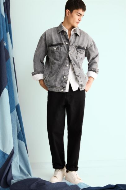 Oversize Geniş Kalıp Düğmeli Denim Ceket