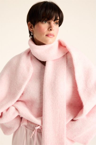 V-Neck Soft Textured Seamless Knit Pullover