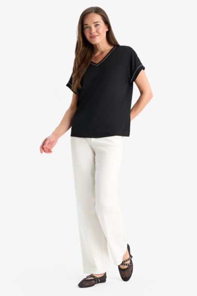 V Neck Basic Short Sleeve T-Shirt