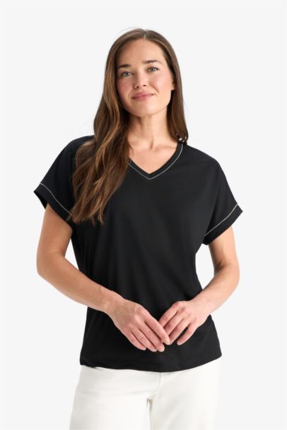 V Neck Basic Short Sleeve T-Shirt