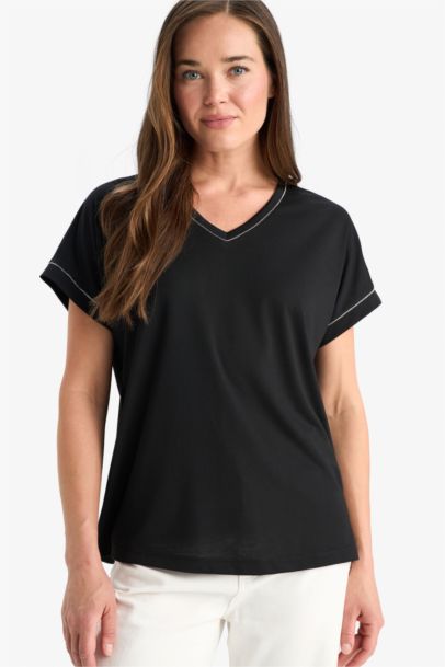 V Neck Basic Short Sleeve T-Shirt