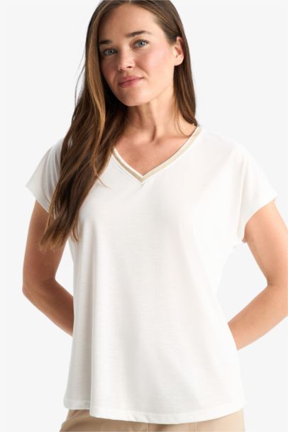 V-Neck Short Sleeve Basic T-Shirt
