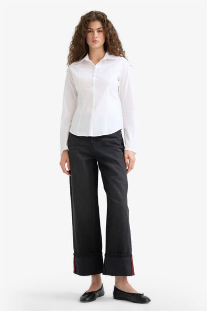 Fitted Poplin Long Sleeve Shirt