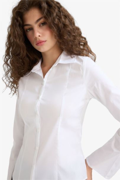 Fitted Poplin Long Sleeve Shirt