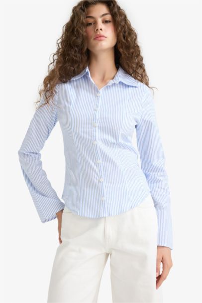 Fitted Poplin Long Sleeve Shirt