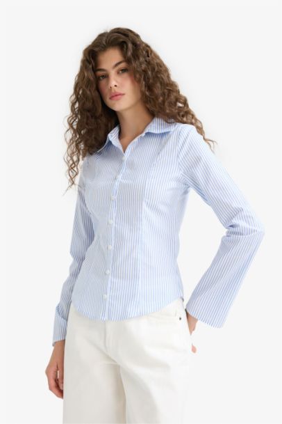 Fitted Poplin Long Sleeve Shirt