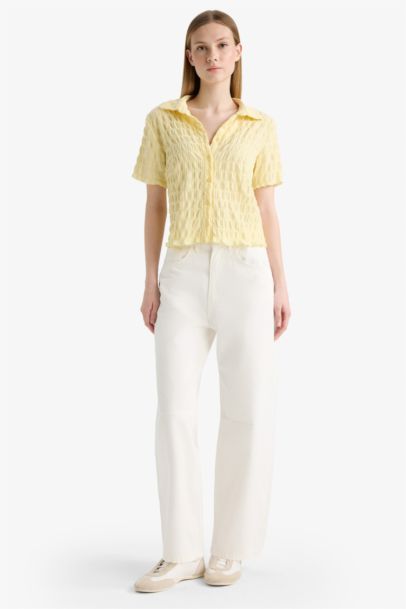 Slim Fit Shirt Collar Short Sleeve Shirt