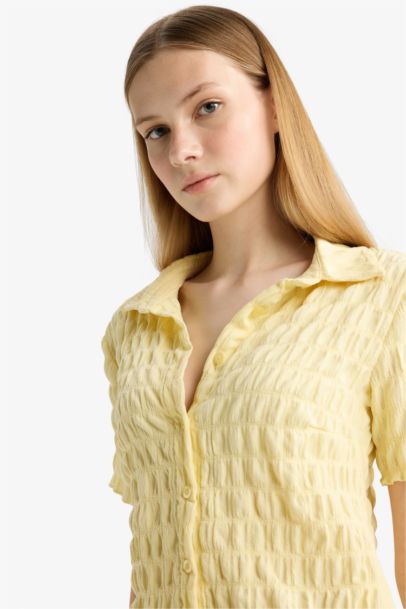 Slim Fit Shirt Collar Short Sleeve Shirt