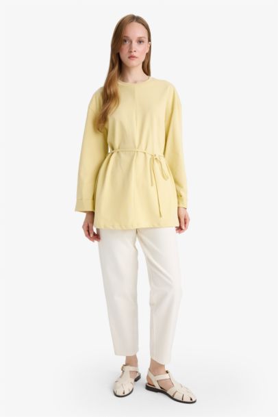 Loose Fit Crew Neck Long Sleeve Tunic