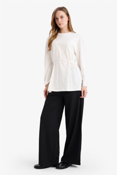 Loose Fit Crew Neck Long Sleeve Tunic