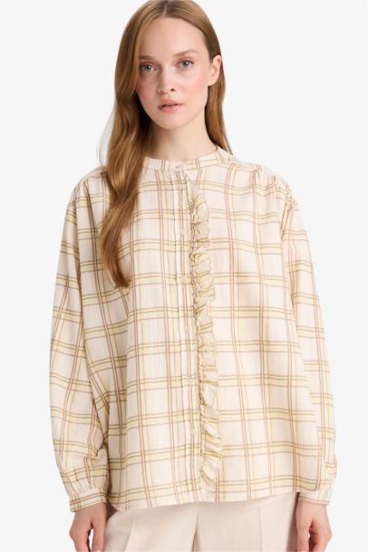 Relax Fit Plaid Long Sleeve Tunic