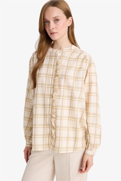 Relax Fit Plaid Long Sleeve Tunic