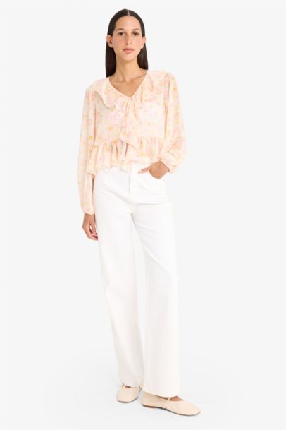 Regular Fit Floral Long Sleeve Blouse