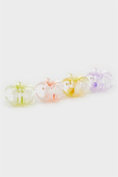 Lot de 4 petits Pinces à cheveux lotus colorées pour femme