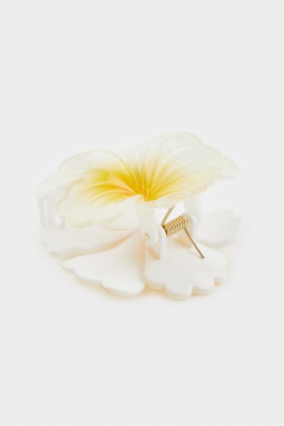 Woman White Lotus Latch Clasp