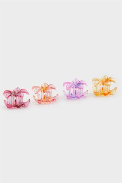 Woman 4 Pack Tiny Colorful Lotus Flower Peg Clasp