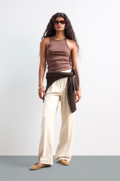 Débardeur slim côtelé à col rond