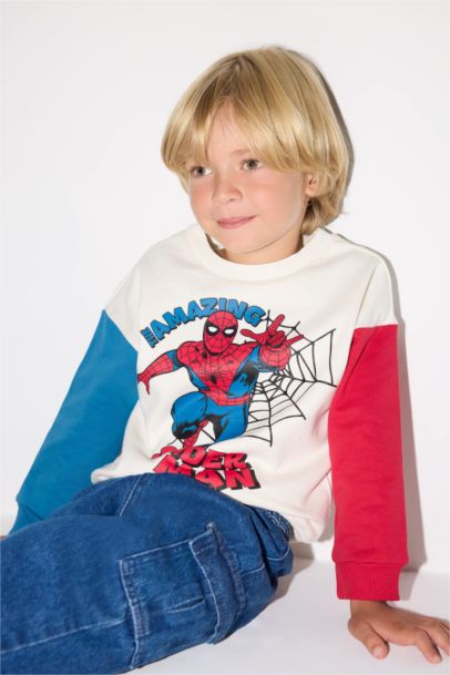 Marvel Comics Bisiklet Yaka İçi Yumuşak Tüylü Sweatshirt Erkek Bebek