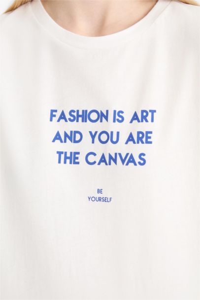 Regular Fit Printed Short Sleeve White T-Shirt