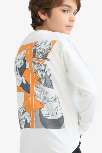 Dragon Ball Bisiklet Yaka Sırt Baskılı Uzun Kollu Tişört Erkek Çocuk