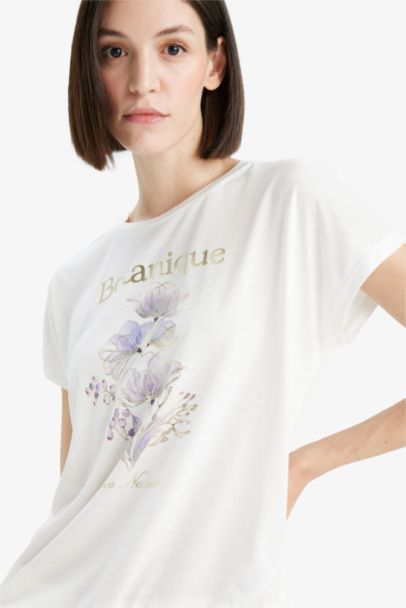 Crew Neck Floral Short Sleeve T-Shirt
