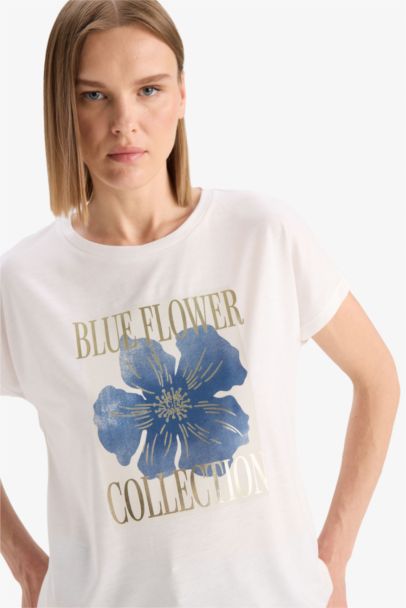 Crew Neck Floral Short Sleeve T-Shirt