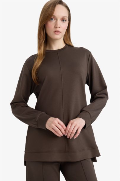 Regular Fit Crew Neck Long Sleeve Tunic
