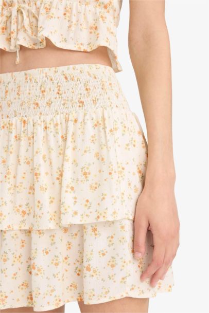 Юбка Coool А-силуэта с цветочным принтом, нормальной посадкой, из кринкля и вискозы, мини