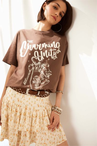 Oversize Fit Printed Short Sleeve T-Shirt