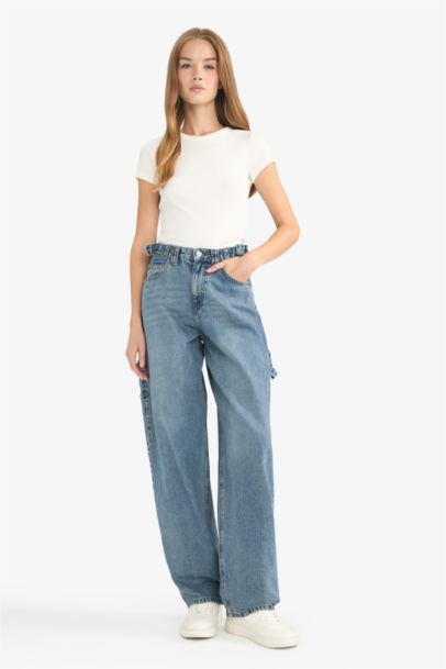 Regular Hem Denim Trousers