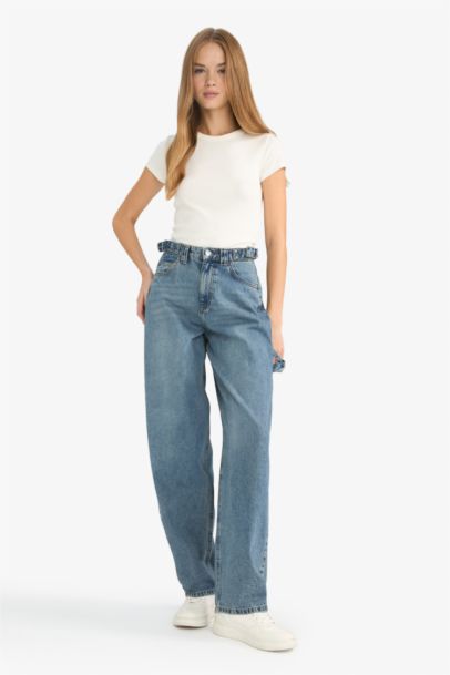 Regular Hem Denim Trousers