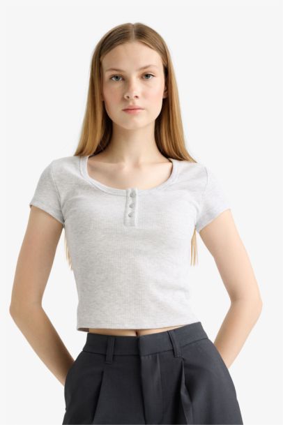 Fitted Round Neck Ribbed Camisole T-Shirt