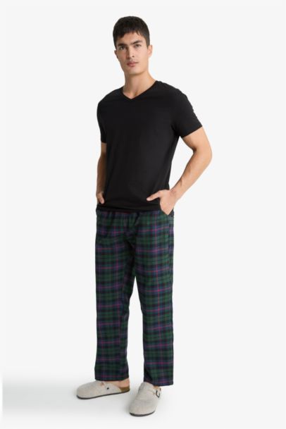 بنطلون بيجاما كاروهات قصة عادية بجيب