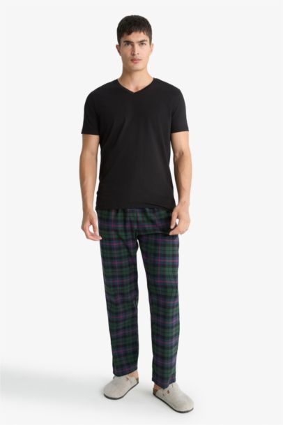 بنطلون بيجاما كاروهات قصة عادية بجيب