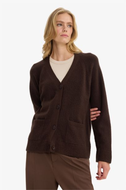 Oversize Fit V-Neck Knitwear Cardigan