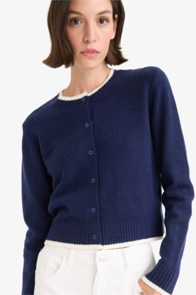 Regular Fit Crew Neck Knitwear Cardigan