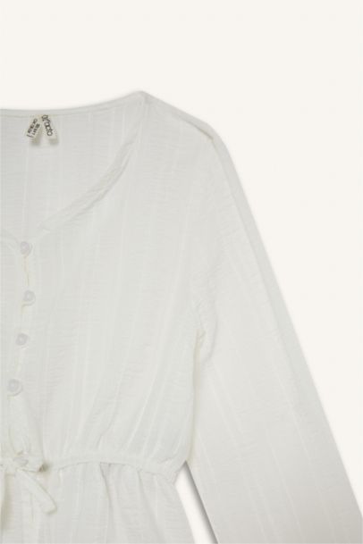 Oversize Geniş Kalıp Müslin Uzun Kollu Bluz Kız Çocuk