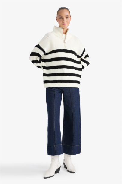 Pull tricot demi-zippé Coupe décontractée